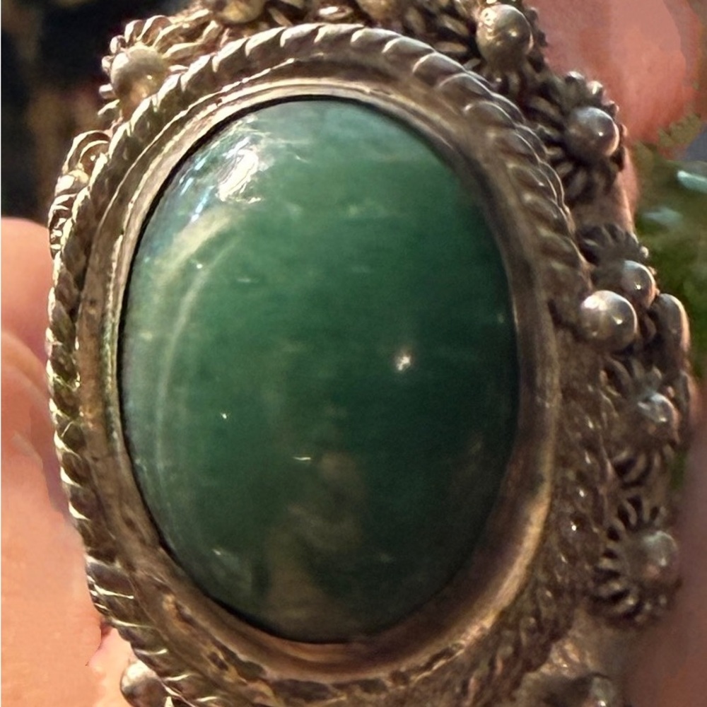 Green Stone Silver Ring